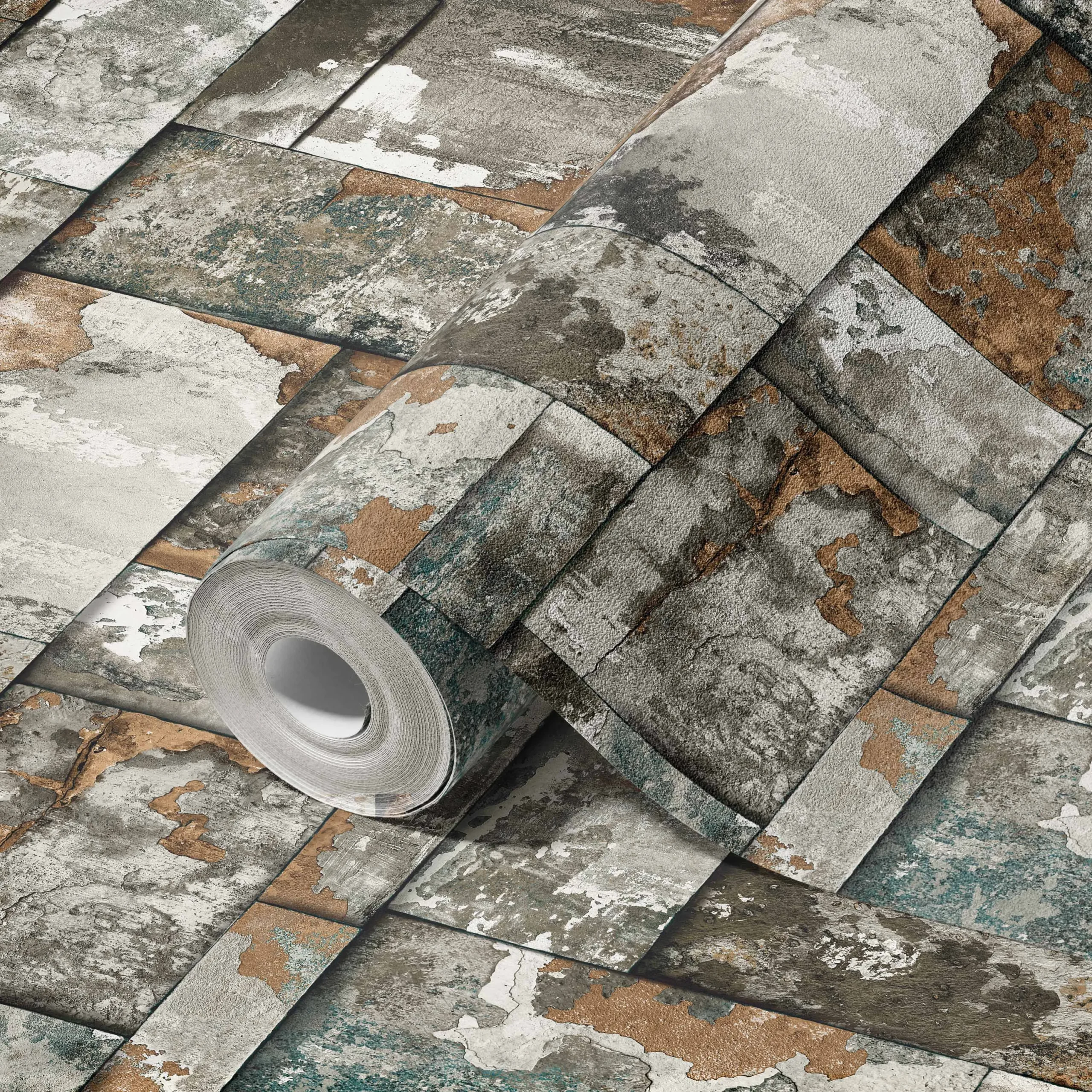 Gray Embossed Wallpaper – 3D Industrial (23106-3)